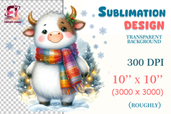 Cute white cow in watercolor style for cards, stickers and printing.