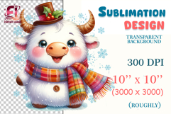 Cute white cow in watercolor style for cards, stickers and printing.