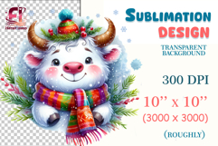 Cute white cow in watercolor style for cards, stickers and printing.