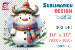 Cute white cow in watercolor style for cards, stickers and printing.