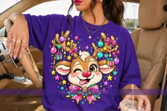 Cute Reindeer Face PNG with Christmas Ornament Charms Product Image 3