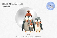 Cute Winter Baby Penguin Crochet Christmas Animals Clipart Wall Fairy Tale Art Image Watercolor Transparent Print illustration designs sublimation kids digital  watercolor Winter Baby Penguin Crochet Christmas Animals Clipart, cute children book illustrat