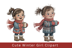 Cute Winter Girl Clipart Cozy Christmas Illustration PNG Product Image 1