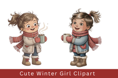 Cute Winter Girl Clipart Cozy Christmas Illustration bundle Product Image 4