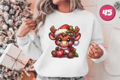 Cute Christmas moose. T-Shirt, PNG. Product Image 3