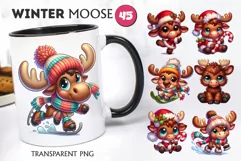 Cute Christmas moose. T-Shirt, PNG. Product Image 4