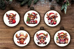 Cute Christmas moose. T-Shirt, PNG. Product Image 5