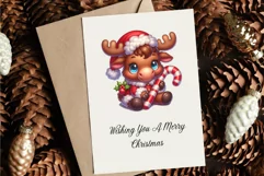 Cute Christmas moose. T-Shirt, PNG. Product Image 7