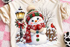 Cute Winter Snowman PNG, Snowy Lamp Post Product Image 1