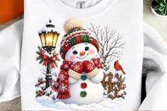Cute Winter Snowman PNG, Snowy Lamp Post Product Image 2