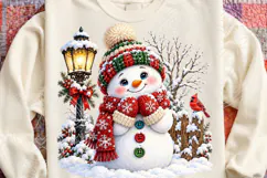 Cute Winter Snowman PNG, Snowy Lamp Post Product Image 4