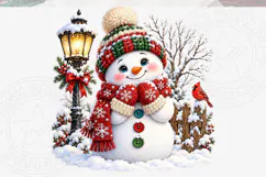 Cute Winter Snowman PNG, Snowy Lamp Post Product Image 5