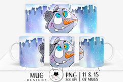 funny snowman mug wrap shown on mug mockup