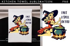 Vintage Witch Kitchen Towel | Halloween Towel Sublimation Product Image 1