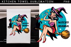Vintage Witch Kitchen Towel | Halloween Towel Sublimation Product Image 1