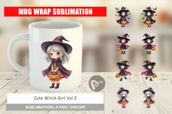 Cute Witch Girl Mug Wrap Product Image 1