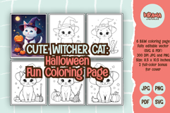 Cute Witcher | Cat Halloween Coloring Pages for Kids SVG Product Image 1