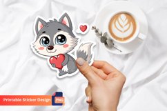 Cute Wolf Sticker, Valentine Baby Animal Sticker Product Image 1