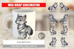 Mug Wrap Design Cute Wolf Product Image 1