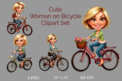 Cute Woman on Bicycle Clipart Product Image 1