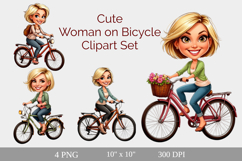 Cute Woman on Bicycle Clipart Product Image 3