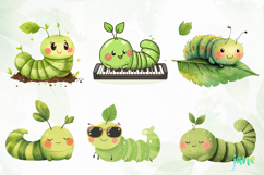 Cute Worm Watercolor Clipart Product Image 3