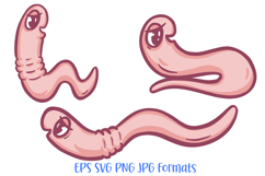 Cute Worms Cartoon Illustrations 7 Wiggly Friends Product Image 2