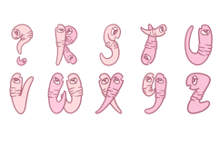 Cute Worms Font Hand Drawn Comic Snakes Lettering ABC PNG Product Image 4