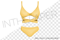Cute yellow bikini swimsuit PNG summer clipart illust svg Product Image 1