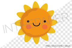 Cute yellow sun smiling PNG summer clipart vector illust Product Image 1