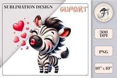Download this cute zebra sublimation clipart, featuring an adorable striped zebra blowing a kiss! Perfect for Valentine’s Day gifts, T-shirts, mugs, greeting cards, scrapbooking, and more. High-quality PNG with a transparent background. Get yours today!