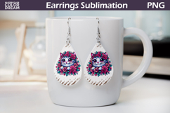 Cat Roses Teardrop Earrings | Cute Animal Floral Earrings Product Image 1