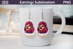 Chicken Roses Teardrop Earrings | Cute Animal Floral Earring Product Image 1