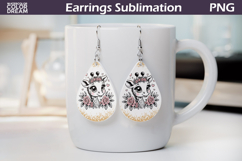 Giraffe Roses Teardrop Earrings | Cute Animal Floral Earrin Product Image 1