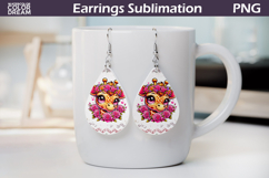 Giraffe Roses Teardrop Earrings | Cute Animal Floral Earrin Product Image 1