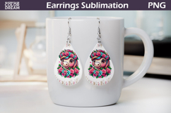 Horse Roses Teardrop Earrings | Cute Animal Floral Earrings Product Image 1