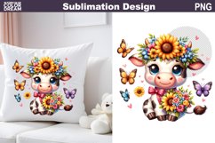 Cute Cow Sunflowers Sublimation| Baby Cow Clipart Product Image 1