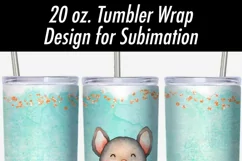 20 oz Tumbler Sublimation Wrap PNG | Cute Bat with Glitter Product Image 2