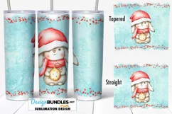 20 oz Tumbler Sublimation Wrap PNG | Cute Christmas Bunny Product Image 1