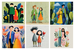 Whimsical Couple Digital Paper, 40 High Quality PNG &amp; JPEG Product Image 2