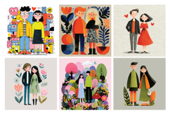 Whimsical Couple Digital Paper, 40 High Quality PNG &amp; JPEG Product Image 3