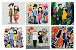 Whimsical Couple Digital Paper, 40 High Quality PNG &amp; JPEG Product Image 4