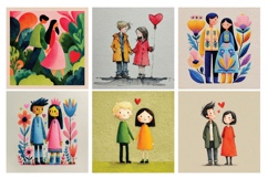 Whimsical Couple Digital Paper, 40 High Quality PNG &amp; JPEG Product Image 5