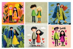 Whimsical Couple Digital Paper, 40 High Quality PNG &amp; JPEG Product Image 6