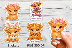 Cute highland cow stickers bundle | Farm animal stickers Product Image 2