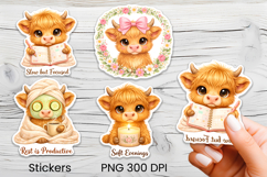 Cute highland cow stickers bundle | Farm animal stickers Product Image 4