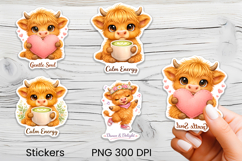 Cute highland cow stickers bundle | Farm animal stickers Product Image 5