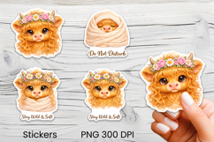 Cute highland cow stickers printable | Farm animal stickers Product Image 1