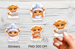 Cute highland cow stickers printable | Farm animal stickers Product Image 1