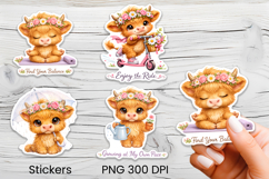 Cute highland cow stickers printable | Farm animal stickers Product Image 1